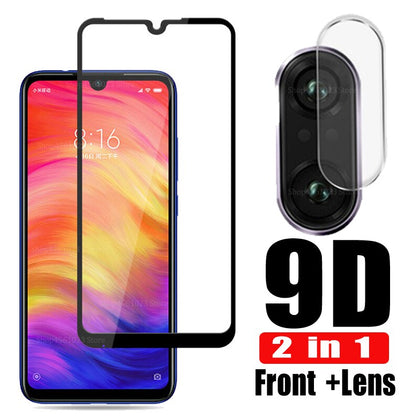 2-in-1 Camera Glass For Redmi Note 7 Tempered Glass Screen Protector For Xiaomi Redmi Note 8 7 Pro 8T Mi 9 SE 8 Lite A3 9T Glass