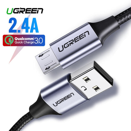 Ugreen Micro USB Cable 2.4A Nylon Fast Charge USB Data Cable for Samsung Xiaomi LG Tablet Android Mobile Phone USB Charging Cord