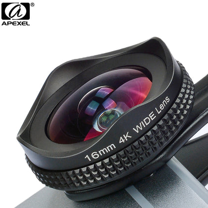 APEXEL Pro Camera Lens Kit 16mm 4k Wide Angle Lens with CPL Filter Universal HD Mobile Phone Lens for iPhone 7 6S Plus Xiaomi